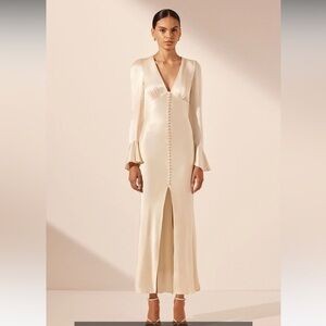 Shona Joy Frill Cuff Bias Maxi Dress - Cream NWT